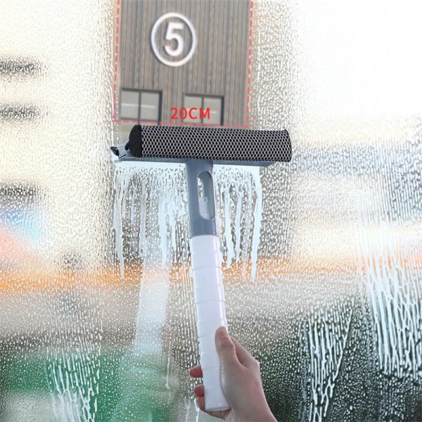 3 i 1 fönsterrengöringsborste glastorkare för badrumsspegel fönster med spray Dubbelsidig fönsterputs Skraptorkare Green Brush