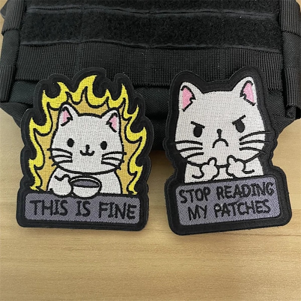 Cartoon Katt Anime Patch Broderi På Punk Kläder Krok Och Loop Patchar Ryggsäck Taktisk Utrustning Roliga Badges Stil Sökare CUSTOM-0269