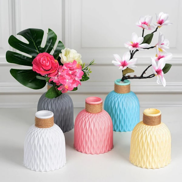 Plastik Blomsterpotte Blomster Vase Tørre Blomsterflaske Blomsterarrangement Nordisk Stil Moderne Vaser Ananas Mønster Hjem Dekoration A-pink