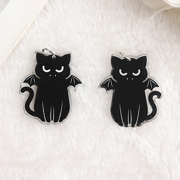 8Pcs / Lot Halloween Charms Creative Akryl Skull Dödsspökt Katt Mode Tillbehör För Smycken Diy Tillverka Mix with hoop