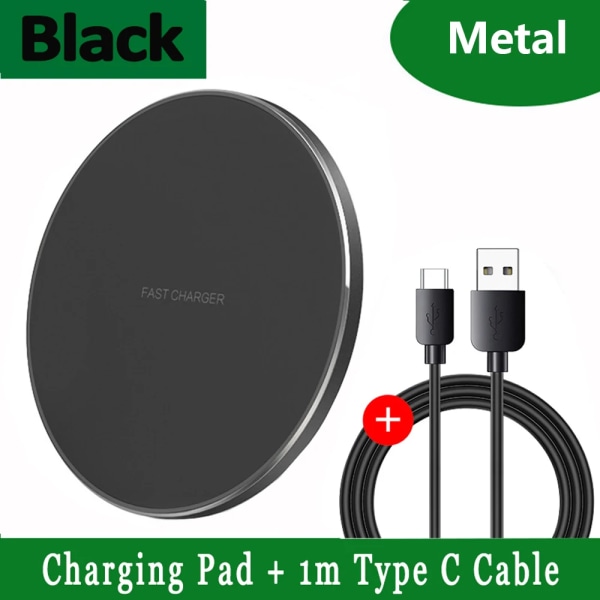 100W Trådlös Laddare USB Snabbladdning Pad Station Quick Charge QC 3.0 För iPhone 14 13 12 11 XS XR X 8 Samsung S22 S21 S20 S9 Metal with Cable 2