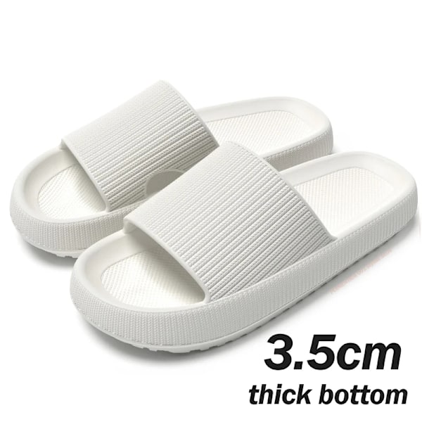 2024 Sommer Tøfler Mænd Blød Bund Indendørs Hjem Platform Sandaler Mode Flip Flops Strand Sko Par Icke-Slip Badeværelser Billeder B-white 44-45(Fit 43-44)