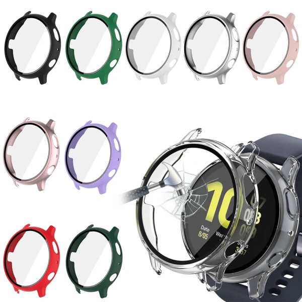 Case+Glas För Samsung Galaxy Watch Active 2 44mm 40mm Cover Stötfångare Tillbehör Skydd Fulltäckande Matt Skärmskydd Mint Active 2 40mm