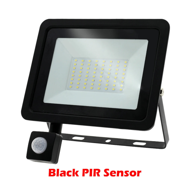 PIR rörelsesensor LED strålkastare 220V vattentät spotlight 10W 30W 50W 100W strålkastare utomhusbelysning för trädgårdsvägg Warm Light 100W