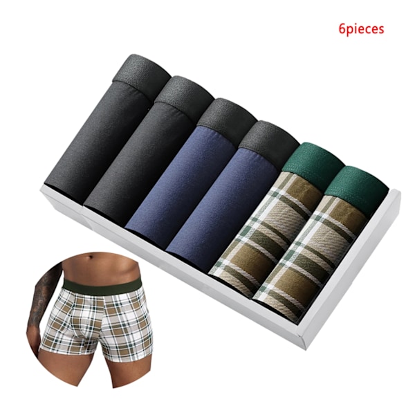 6St Pack Black Boxer Shorts Män Underkläder Mjuk Andask Hane Underkläder För Män Homme Boxershorts 2024 Trosorer 6pc-W2-Black M