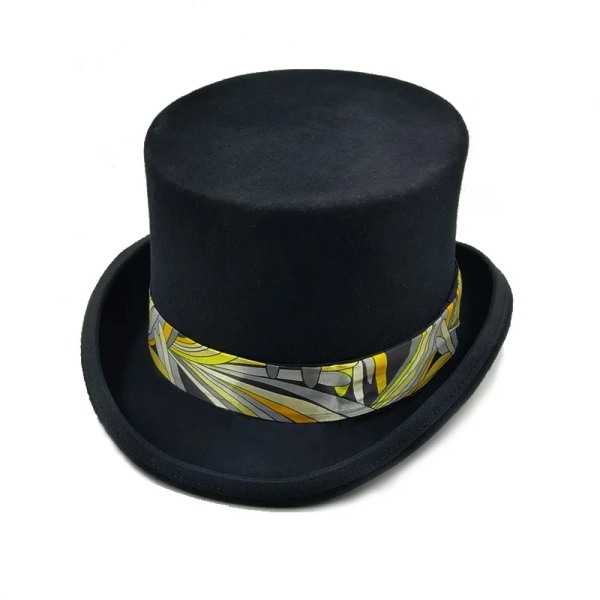 Special High Top hat Trollkarl hög hatt Prestanda Brittisk svart jazz topp hattar manliga och kvinnliga domstol gentleman platt filt hatt 1 S 54-56