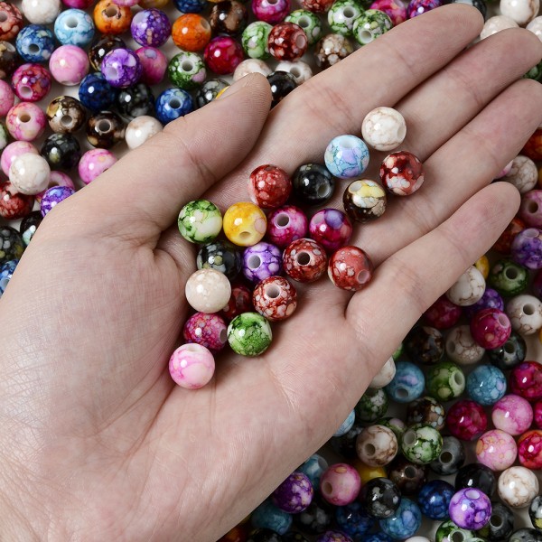 100 STK 8 mm spruckna pärlor Akryl Lösa distanspärlor för smyckestillverkning Handgjorda DIY pärlarmband örhängenstillverkning Smyckesmaterial Green
