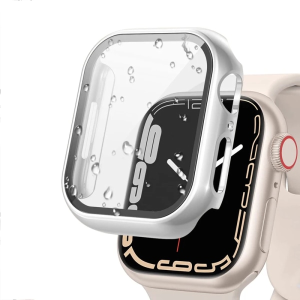 PC Colorful Watch - case Inbyggt härdat glas för Apple Watch 45 mm 40 mm 44 mm 41 mm IWatch Series 9 8 7 6 SE 5 Cover white 45mm