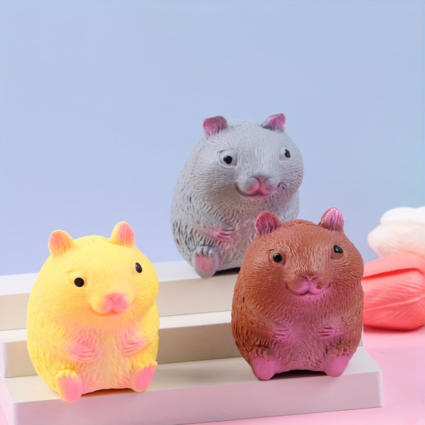 1 st kreativa söta husdjur dekomprimerande leksak, söt liten hamster ventil dekomprimering Lindra stress Nyp ventil boll Random Color