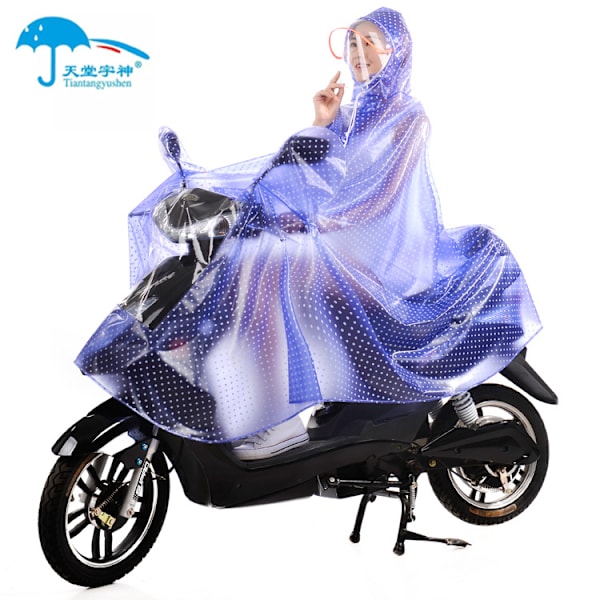 Motorcykel Raincoat Elbil Regnväxel Lång Ridning Batteri Bil Poncho Kvinnliga Transparent Enstaka Cykel Utomhus Man Single Removable-Transparent Love 3XL