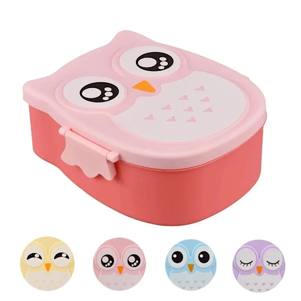 1 st Owl-formad lunchlåda med fack Lunchmatbehållare med lock Almacenamiento Cocina Portable Bento Box för barn 1pc PURPLE