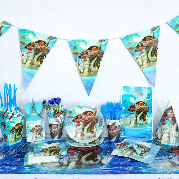 Moana Temafest Set Vaiana Oceania Tallrik Banner Tårta Topper Tallrik Barn Födelsedagsfest Dekoration Ballonger Flickor Favor 10pcs 7in Plate