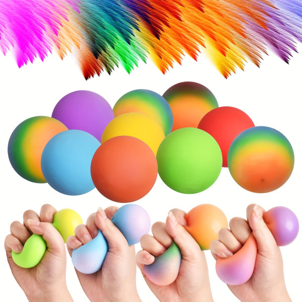 10 st Stressbollsleksaker Färgskiftande - Sensoriska klämleksaker Squishybollar för tonåringar Barn och vuxna Stress relief till påskstrumpafest