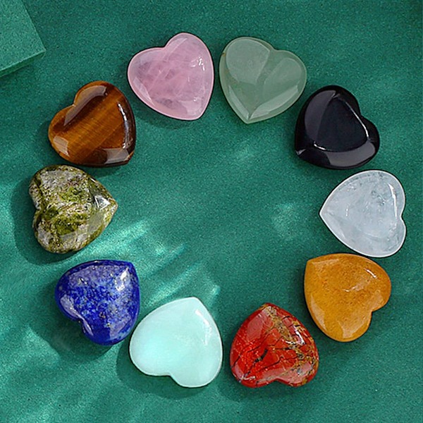 Naturlig Crystal Stone Love Heart Form Ornaments Färgglada Grova Sju Chakra Mineral Ore Mode Smycken Andlig Healing Yoga Blue-vein stone 3pcs