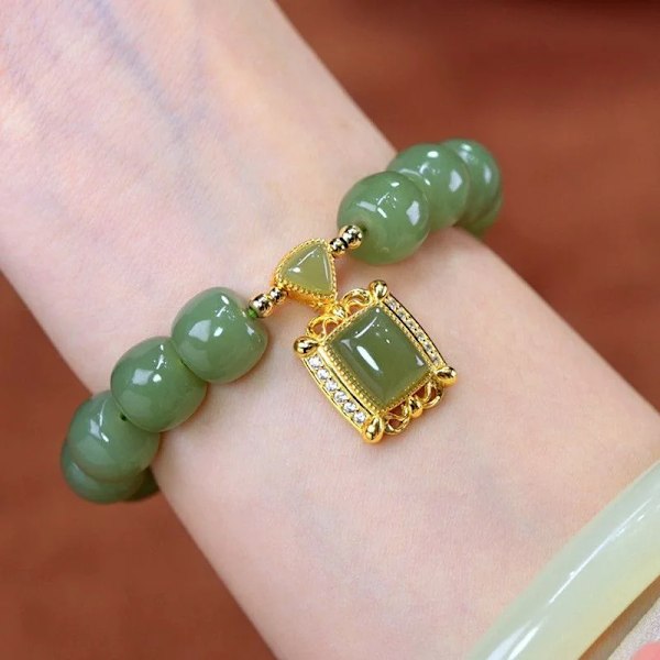 VENTFILLE Guld Färg För Kvinnors Hetian Jade Armband Blad Dubbellager Smycken Flickor Presenter Dropshipping XZBT045-6