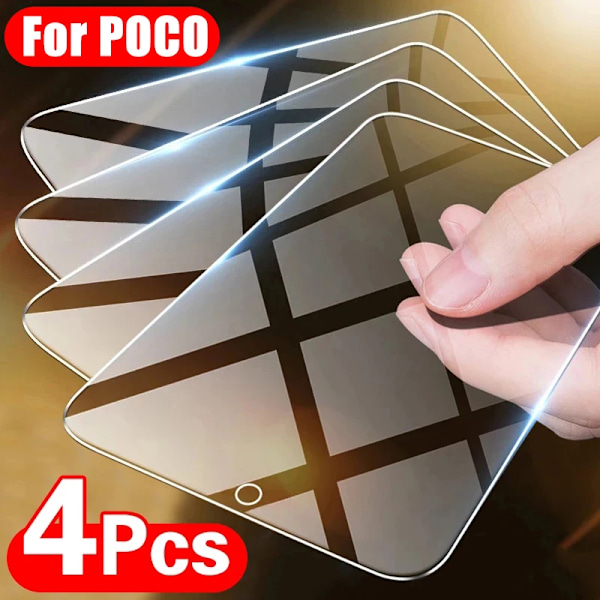 4Pcs Skyddsglas För Poco X3 Pro X3 Nfc M5 M5 Film Skärmskydd För Xiaomi Poco F3 F3 4 Gt F2 Pro M3 M4 X4 Pro 5G Glas Poco X4 GT 4PCS Tempered Glass