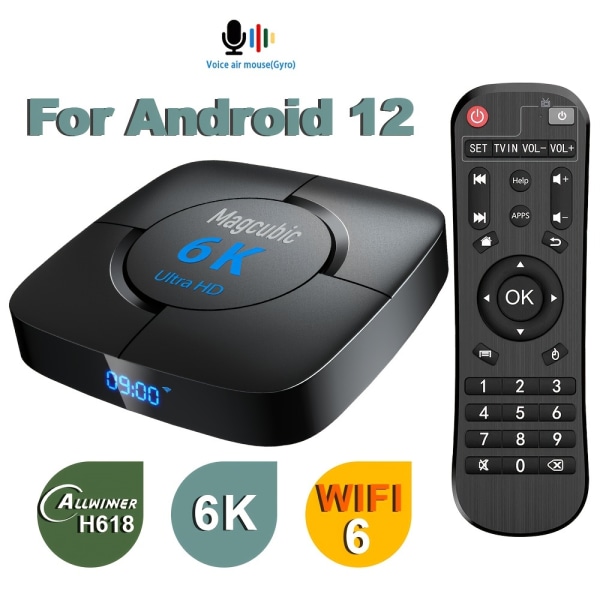 Transpeed Android 12.0 TV Box EU Plug Voice Assistant 6K 3D Wifi6 2.4G&5.8G 4GB RAM 32G 64G Media Player Mycket snabb Box Top Box