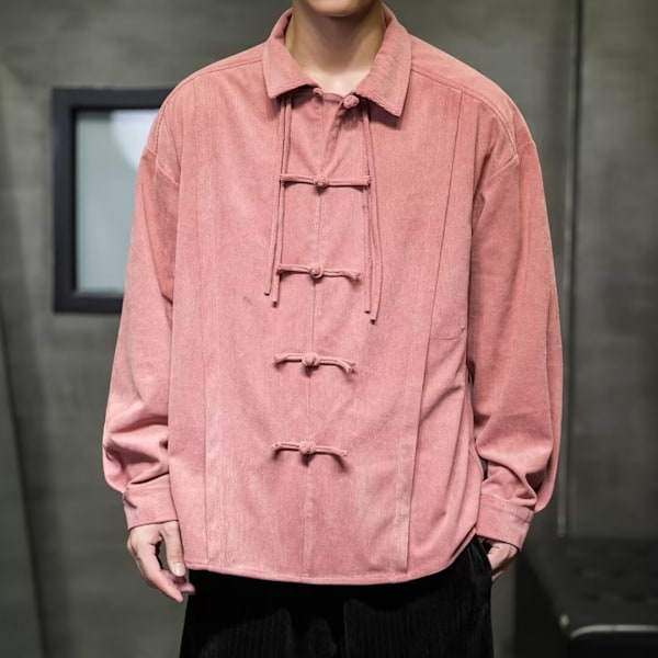 Tang Suit Tröja Mäns Vår Kinesiska Stil Mäns Kläder Förbättrad Hanfu Ungdom Retro Style Mode Märker Buckle Kinesisk Style Co Sommare Apricot L