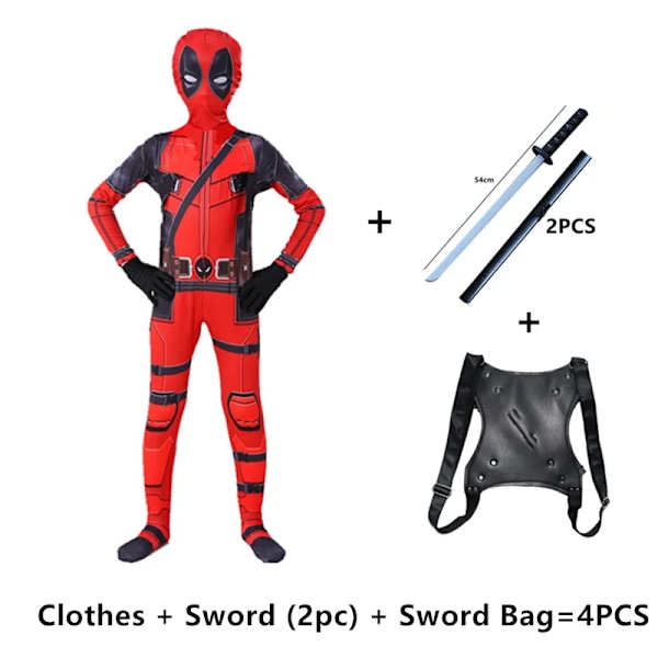 Supersankari Bodyt Lapsille Pojille Deadpool Sword Pung Kids Elokuvahahmo Loma-asut Ja Hall Cosplay (Cosplay) 03 100