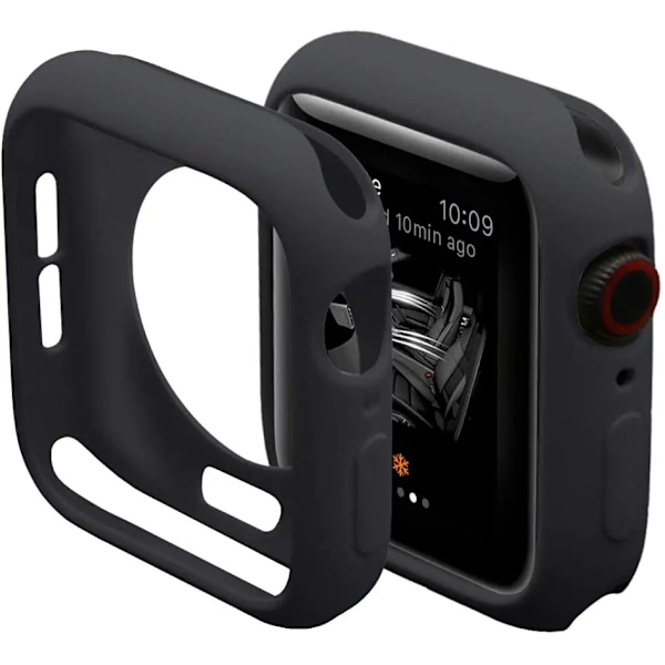 Blødt Silikonetui til Apple Watch Ultra 49Mm 9 8 7 45Mm 41Mm Beskyttelsesdæksel til Iver Serie 6 5 4 3 Se 44M M 40Mm 42Mm 38Mm Black Series 123 42mm