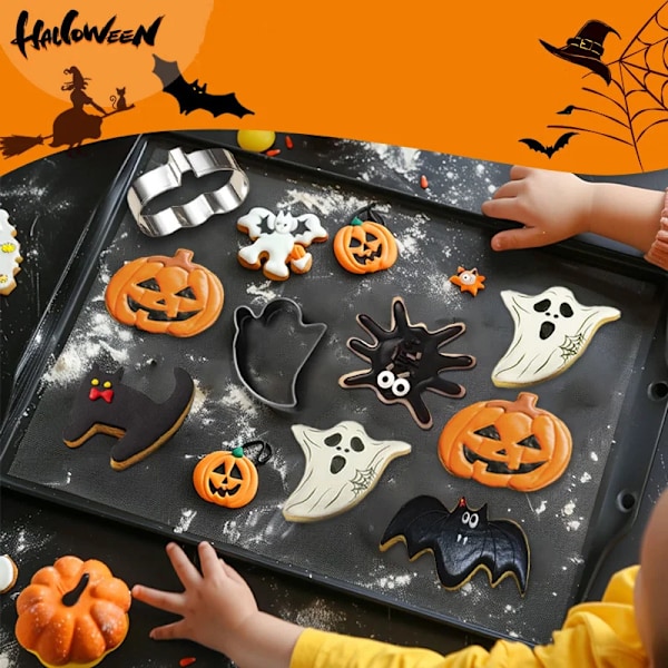 5/7/12-pack Halloween Pepparkaksformar i Metall, Pumpa, Spöke, Kakform, Köksdekor, Fondant, Tårta, Halloweenfest, Bakverk 5PCS