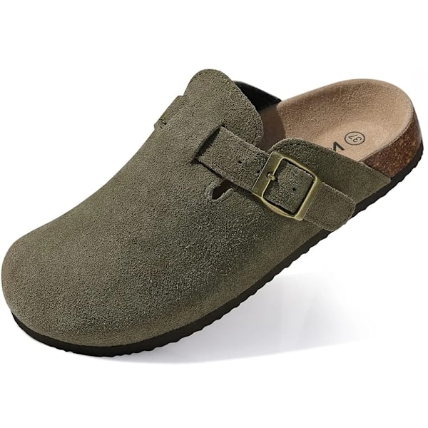 Litfun Retro Kork Clogs Tøfler Til Mænd Mode Mænd Muler Sko Med Arch Support Unisex Klassiske Strand Sko Mænd Sandaler PVC suede-Black 36