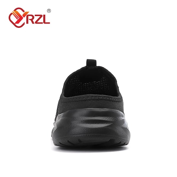 Yrzl Män Halv Tofflor Sommar Andas Mesh Män Skor Utomhus Casual Vandring Skor Stora Platta Ljus Mesh Toffpare Sandaler All black 44