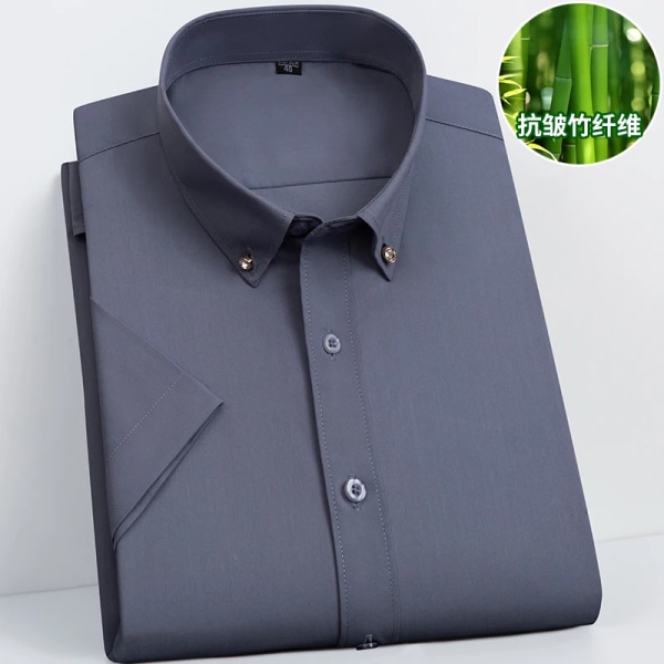 Bambufiberskjorta Kortärmad herr, icke-strykningsfri anti-rynk sommar tunnsektion Business Casual Herr formella skjortor 5XL 808 60-65KG  40 L