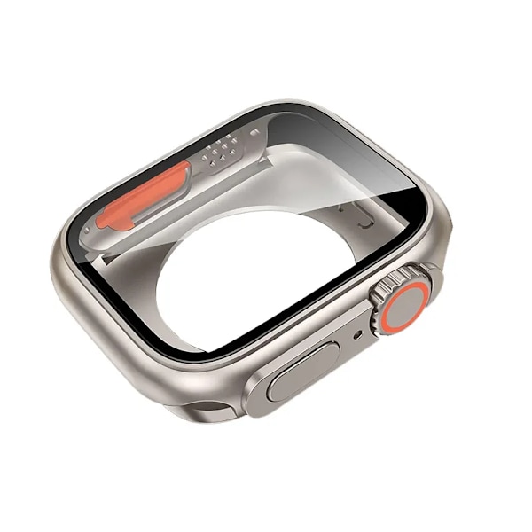 Case För Apple Watch Cover 44Mm 45Mm 40 41Mm Utseende Ändra Till Ultra Härdat Glas Skärmskydd Skärmskydd Täcke Iwatch 9 8 7 6 S Rose Gold 45MM Series 7 8 9