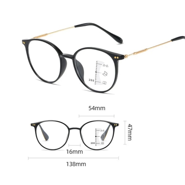 Intelligenta multifokala läsglasögon Vintage Blue Light Blocking Recept Presbyopia Glasögon Färdiga Near Far Eyewear presbyopia-gray