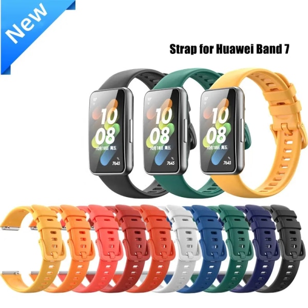 Silikonarmband för Huawei Band 7 Sport Smart Watch Armband Mjuk TPU Armband Armband Ersättningsrem för Huawei Band7 06