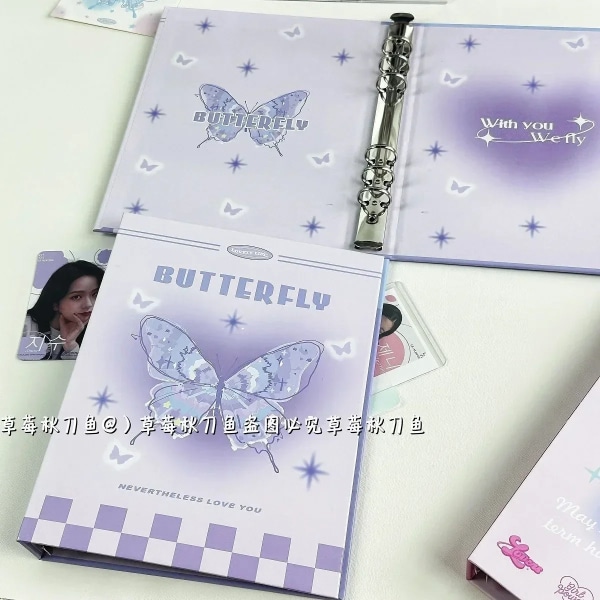 IFFVGX Butterfly A5 Kpop Idol Fotokortshållare Pärm Fotoalbum Fotokort Samla bokalbum för fotografier Söt brevpapper Only cover-S7