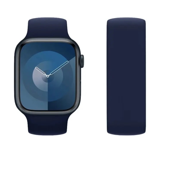 Solo Loop för apple Watch Band 40mm 44mm 45mm 41mm 42mm 49mm Elastiskt silikonarmband iWatch series 3/SE/6/7/8/9/ultra 2 Rem Sea Blue L