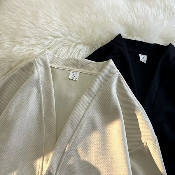 V-hals Enkelt Bryst Trøje Cardigan Mænds Design Sense Niche Forår Og Efterår Ny Mode Løs Og Afslappet Stil Rock Mænds Mode Black XL