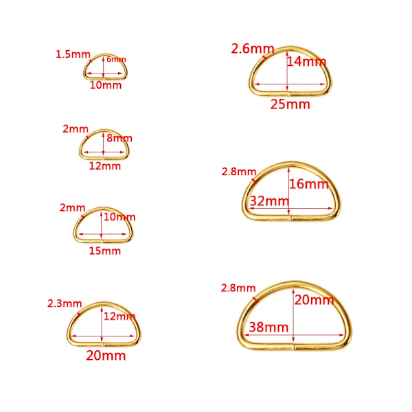 20st 100st Metalliska Icke-Svetsade D-Ringar Justerbara Spännen För Ryggsäckar Remmar Skor Väskor Katt Hundhalsband Dee-Spännen DIY Tillbehör 100PCS-Gold Inner diameter-32mm