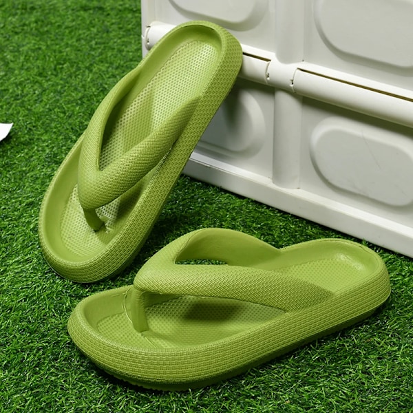 Yrzl Tjocka Stöthålar Män Eva Flip Flops Sommar Skor 2024 Par Tofflor Stor Storlek 47 Utomhus Strand Sandals För Män Green 42-43