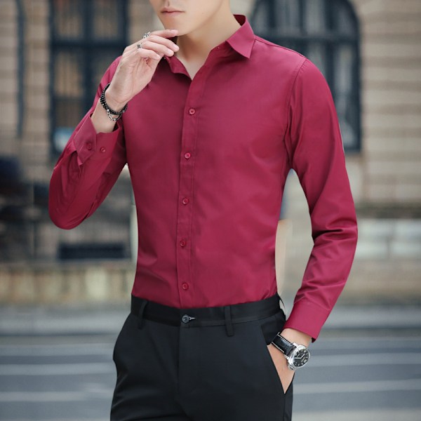 Forår og efterår hvid skjorte herre langærmet trendy business slim-fit koreansk stil stilfuld skjorte professionel kjole herre skjorte trendy Black 5XL