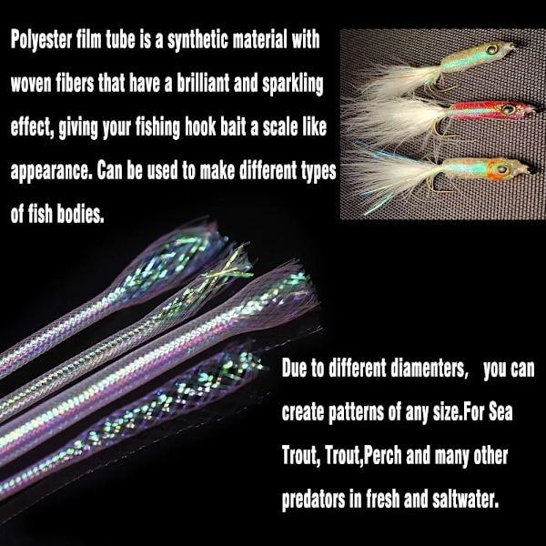 MNFT MNFT 2M/Pose Pearlescent Flettet Mylar Slange Fluestikning Fiske Rund Holografisk 2mm 4mm 6mm 8mm 2mm