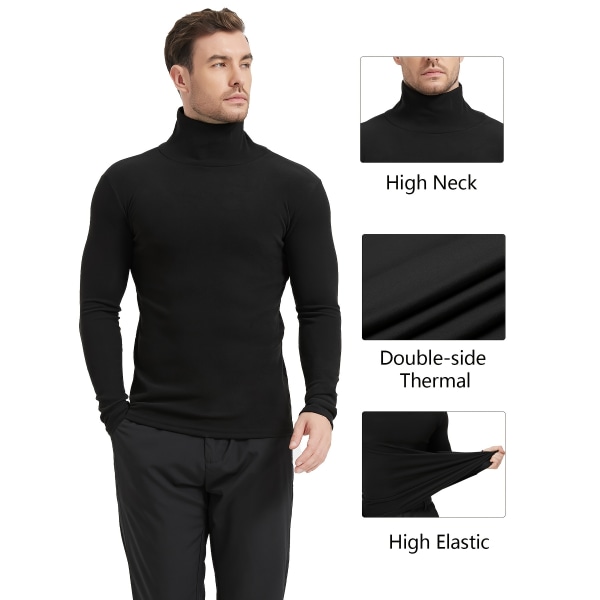 2st turtleneck fleecetröjor för män, varma thermal sportkompression thermal toppar för vintern Mixed Colors L(50)