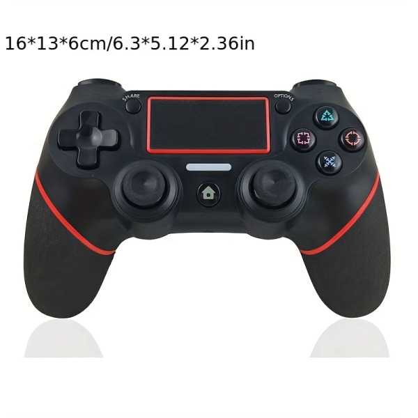 För trådlös Gamepad Dubbelmotor med vibrationsaxel och ljus för PS4 Black Red