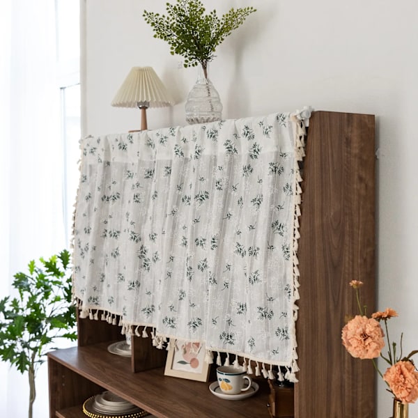 Koreanska Bomull Daisy Gardiner Road Pocket Shade Gardin Floral Tassel För Kök Sovrum Vardagsrum Bay Fönster Skåp Ridån 1 panel Style 3 W140XH220cm