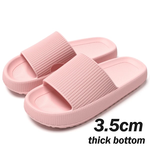 2024 Sommer Tøfler Mænd Blød Bund Indendørs Hjem Platform Sandaler Mode Flip Flops Strand Sko Par Icke-Slip Badrummer Billeder B-pink 38-39(Fit 37-38)