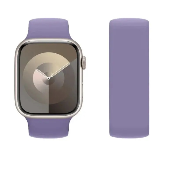 Solo Loop för apple Watch Band 40mm 44mm 45mm 41mm 42mm 49mm Elastiskt silikonarmband iWatch series 3/SE/6/7/8/9/ultra 2 Rem Englisth lavender L