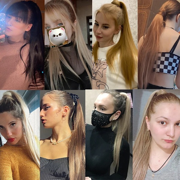 Merisihair Syntetiska Lång Rakt Wrap Runt Clip I Ponytail Hår Förlängning Värme Reistan Pony Svans Falska Hår Q19-2-33 22inch 55cm