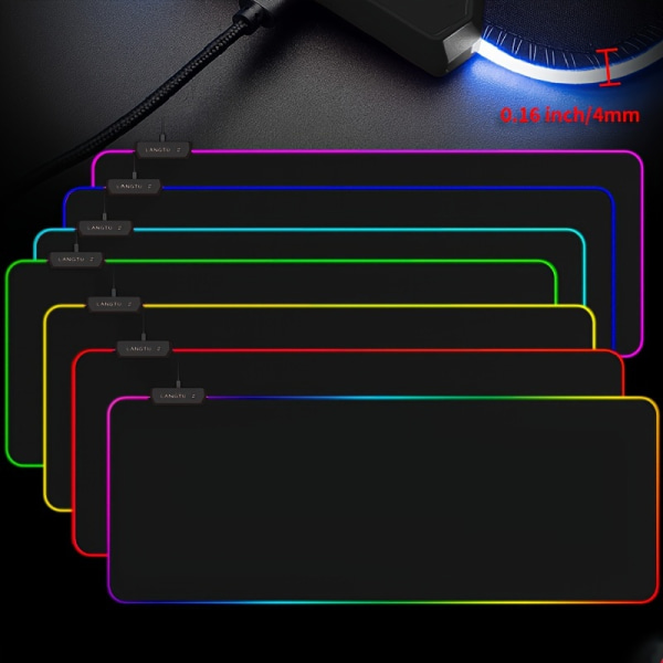 Livlig RGB-musmatta: Lyft din arbetsyta med en LED-spelmusmatta och uppnå precision och stil för trådlösa datormöss Perfekt för kontor 29.97*25.4*0.41cm