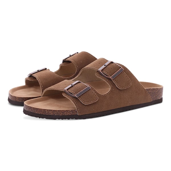 Litfun Retro Korkkitossut Miehille Muodikkaat Miesten Mules-Kengät Kaariholvilla Unisex Classic Beach Kengät Miehille Sandaalit PVC suede-Brown 41