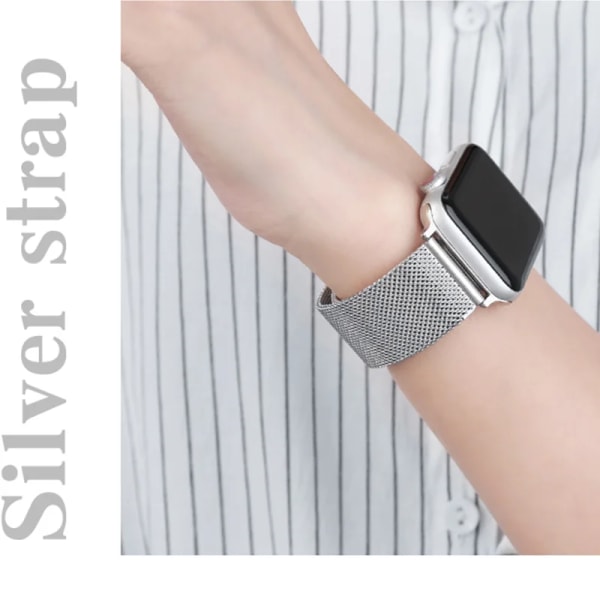 Sports Metal Armband för Apple Watch 8 7 6 5 4 SE 3 2 1 Mode klockband i rostfritt stål för Apple Watch Band 44mm 42mm 40mm 38mm silver 38mm 40mm 41mm