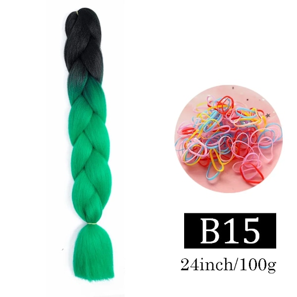 24 Inch Jumbo Flätor Extensions Syntetisk Flätande Hår Afro Ombre Färg Kanekalon Hår För Barn Fläta B15 24inches