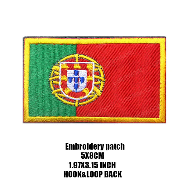 LIBERWOOD Portugisisk Flagga PVC Gummibroderi Patch Blå Linje Armé Badge Taktisk Emblem Ryggsäck Applikation gold line