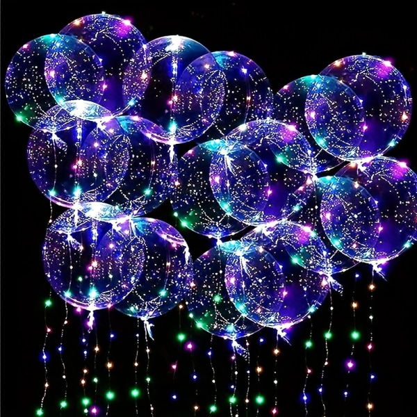 10st, LED Light Up BoBo Ballonger Färgglada String Lights Bubble Ballonger Helium För nyår Födelsedag Bröllopsfest Dekoration, Födelsedag Foto rekvisita Colored Light